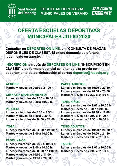 escuelas deportivas municipales san vicente del raspeig|Abierto el plazo para las Escuelas Deportivas。